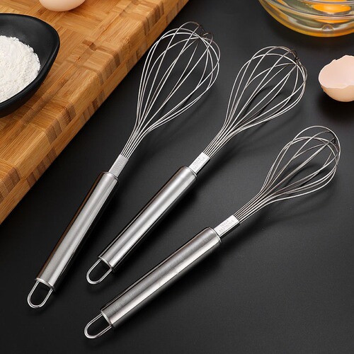 Stainless steel round tube egg beater manual egg mixer handheld cream whipper kitchen baking tools