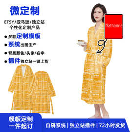 微定制薄款睡袍 满印名字成人纪念睡衣 情侣夏季宽松透气居家袍