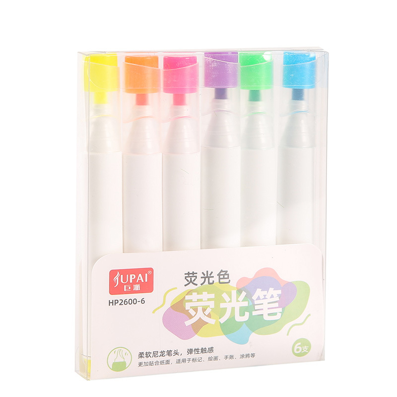 Nuevo recomendar pluma redonda titular fluorescente pluma fluorescente sólido color clave marca trazando cabeza suave marcador pluma