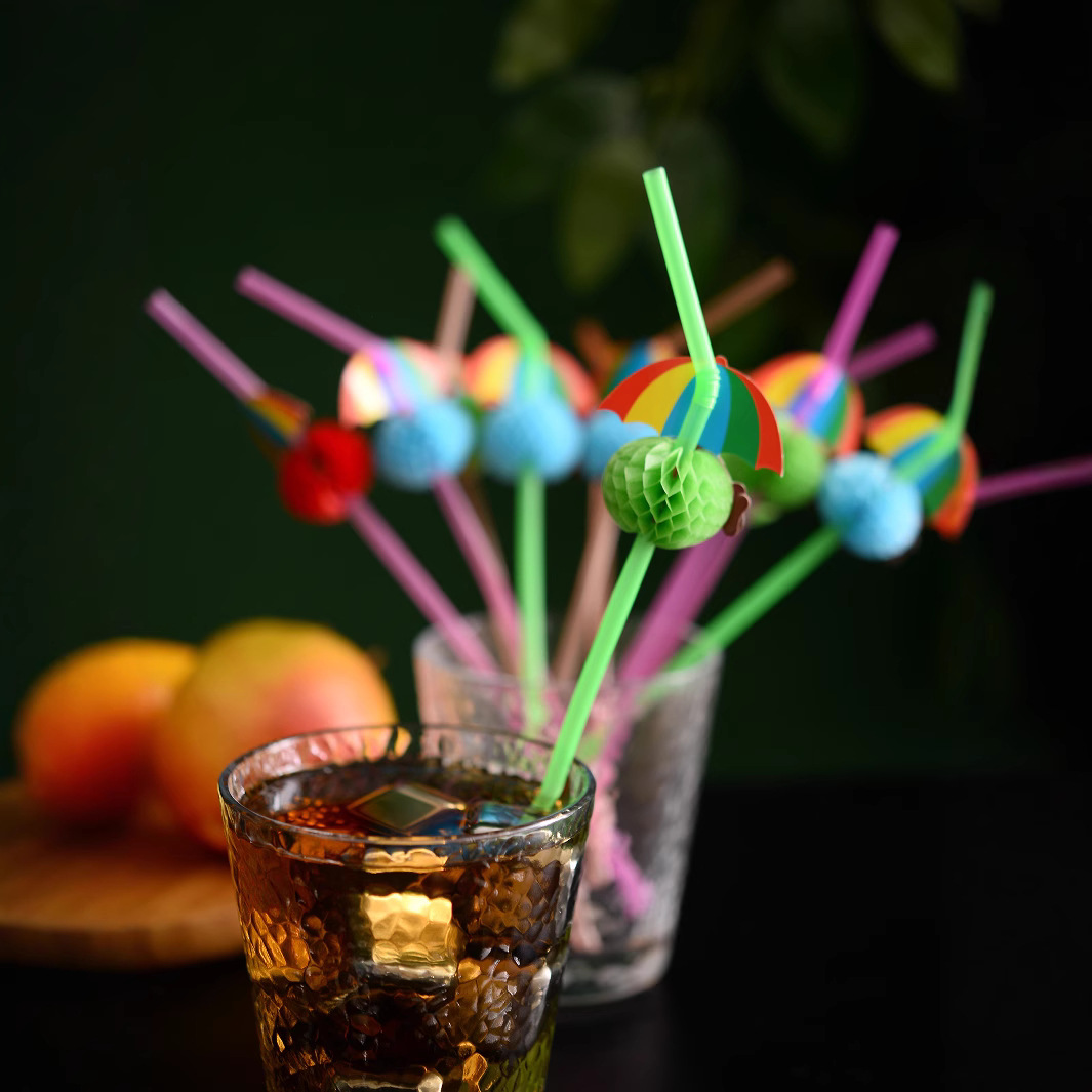 Fábrica en stock al por mayor creativo tridimensional forma de panal decoración de paja desechable plástico fluorescente color tira transfronteriza