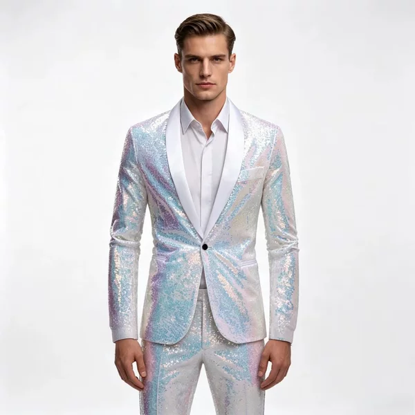 2026 Fall/Winter New Shiny Special Effect Jacket Amazon Special Offer Men's Sequin Suit