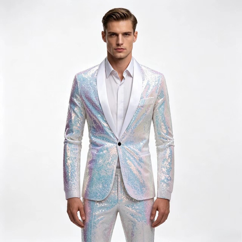 2026 Fall/Winter New Shiny Special Effect Jacket Amazon Special Offer Men's Sequin Suit