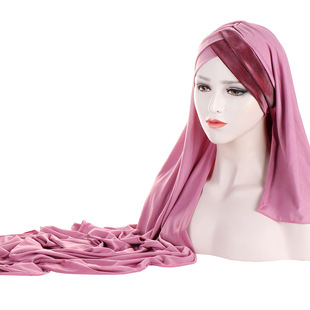 Bright silk forehead cross scarf cap