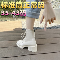Short boots for women 2024 new autumn and winter thick heel Martin boots British slim boots women's thick sole lace short boots women's boots