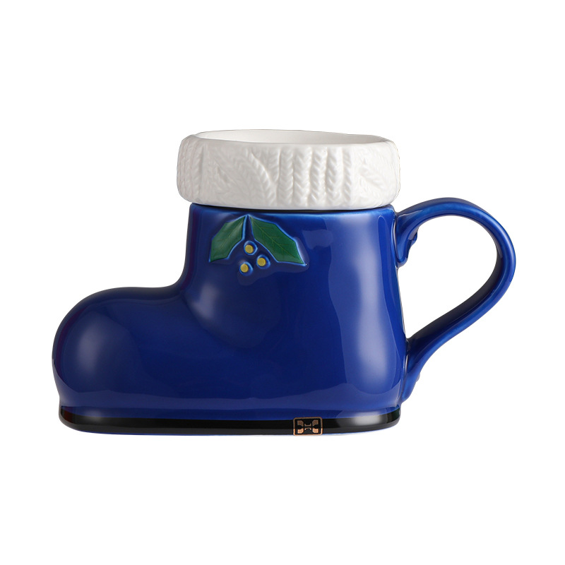 Botas creativas de modelado de la Taza de regalo de Navidad Taza de cerámica taza de dibujos animados 3D taza de café de la fábrica al por mayor taza de porcelana