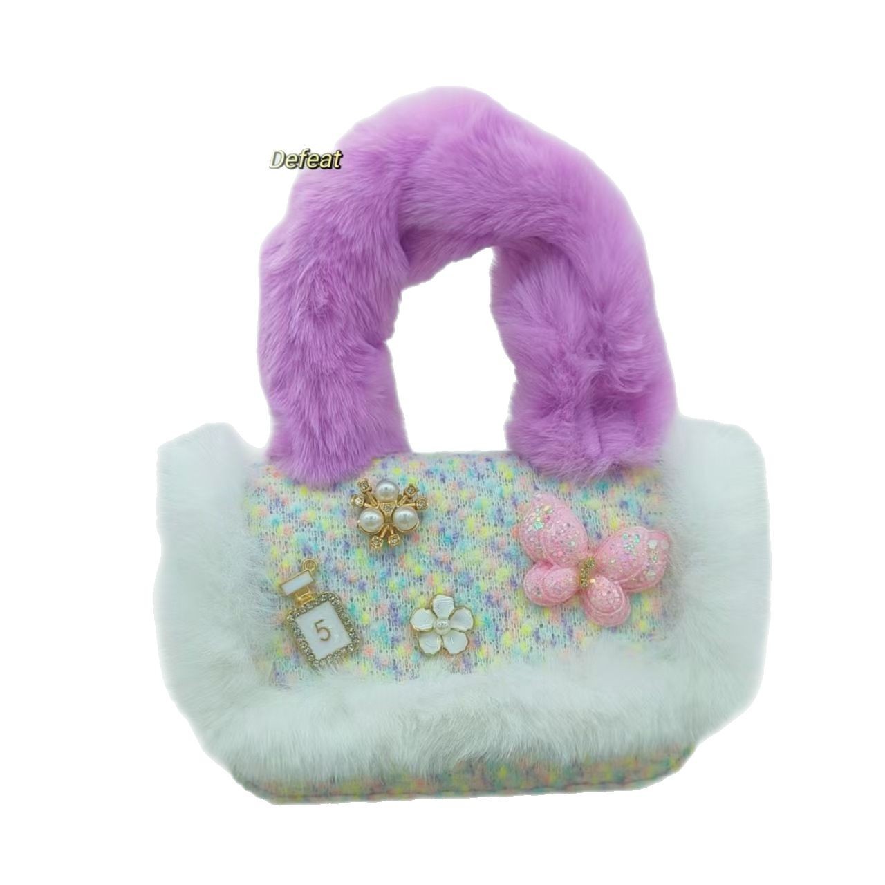 Bolso de peluche de estilo extranjero, bolso de hombro, bolso de accesorios para bebés de niña, bolso de cambio, bolso de moda