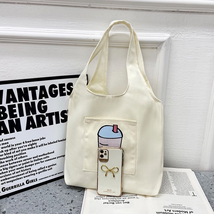 Wholesale vest canvas bags, large capacity o creative large capacity shopping bags, hand-held canvas tote bags undefined