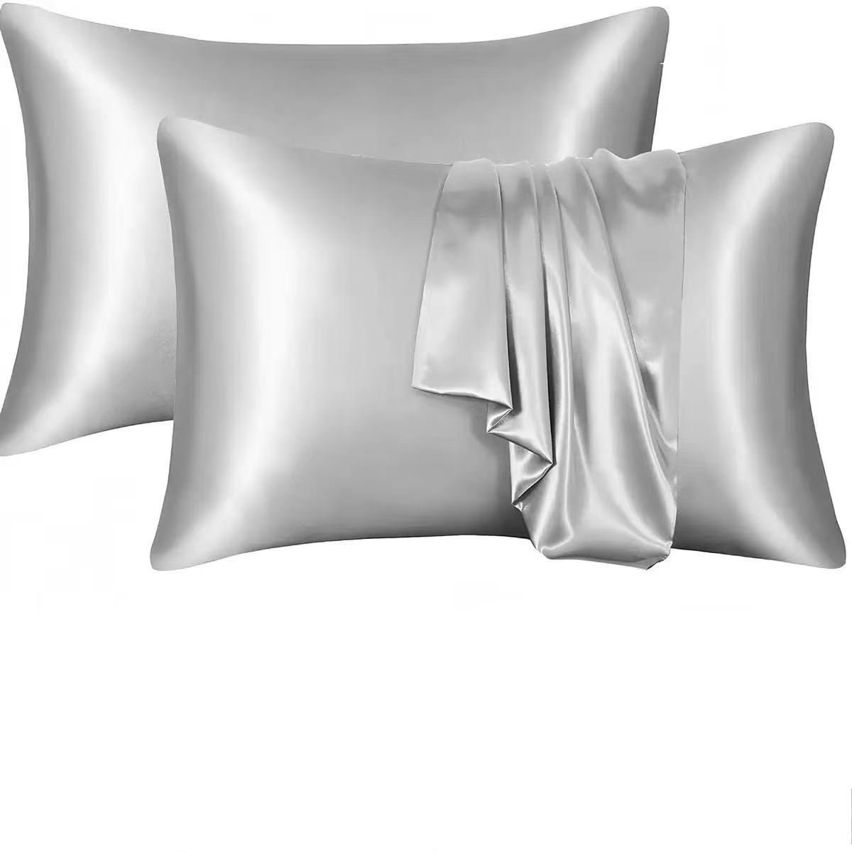 Comercio exterior transfronterizo sobre de color sólido imitación seda almohada funda de seda seda seda satin y piel almohada de sueño individual image 15