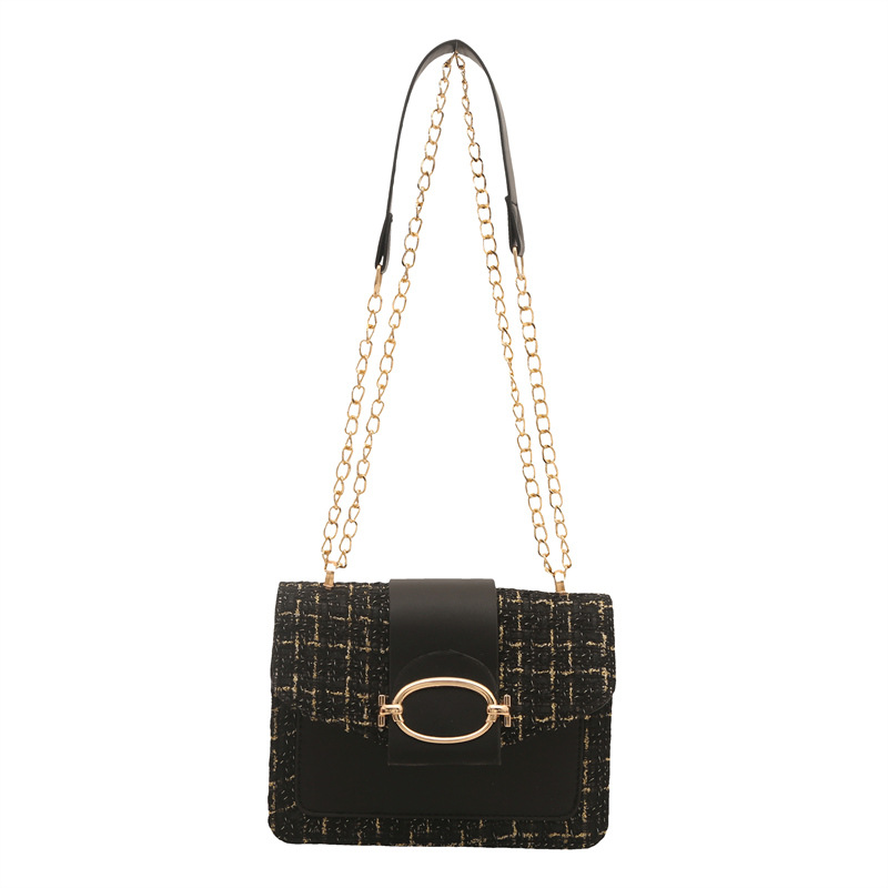 Bolsa de tejido coreana para mujeres 2025, primavera y verano, nueva cadena de lana retro de estilo extranjero, bolsa cuadrada de textura para mujeres