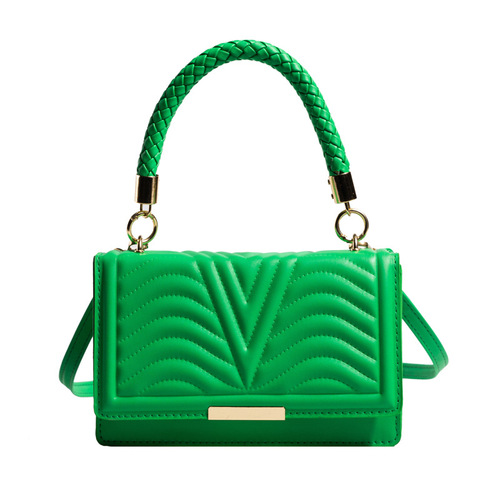 Personalized trendy textured handbag for women  new fashion simple crimped rhombus pattern single shoulder crossbody small square bag