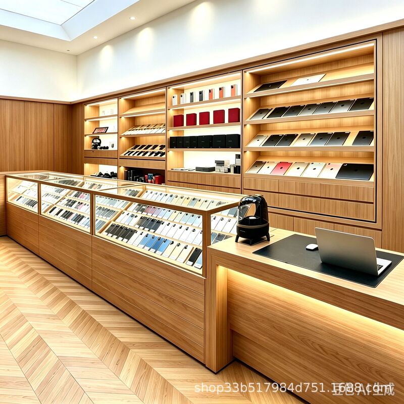 Wood Grain Mobile Phone Display Cabinet, Ecological Paint-Free Board Experience Cabinet, Straight-Line Glass Cabinet, Display Cabinet, Mobile Phone Counter Experience Stand Wood Grain Mobile Phone Display Cabinet, Ecological Paint-Free Board Experience Cabinet, Straight-Line Glass Cabinet, Display Cabinet, Mobile Phone Counter Experience Stand