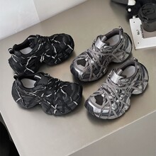 欧洲站真皮厚底老爹鞋女2025秋季新款小个子增高软底运动休闲鞋女