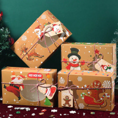 新しいヨーロッパスタイルのクロスボーダークラフト紙ビスケットボックスクリスマスクッキージンジャーブレッドボックスPVCウィンドウキャンディボックスギフトカラーボックス