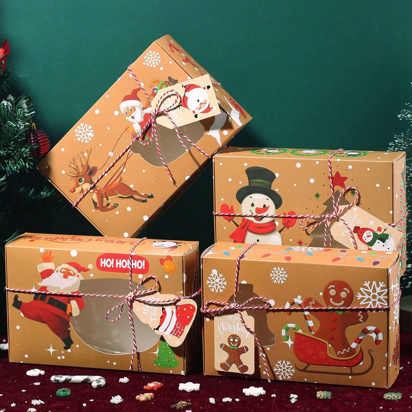 Nueva caja de galletas kraft transfronterizas europeas galletas de Navidad caja de galletas de jengibre PVC caja de dulces de ventana caja de regalo image 1