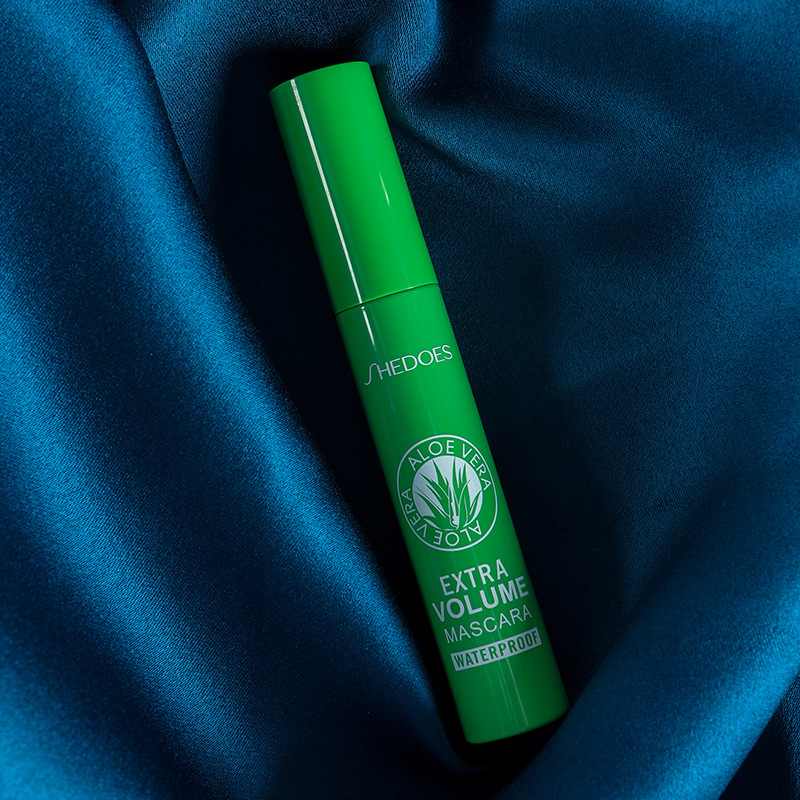 Sudeste asiático transfronterizo Shedoes Aloe Vera Essence impermeable, anti-transpiración, densa, curva, delgada y larga, mascara sin manchas.
