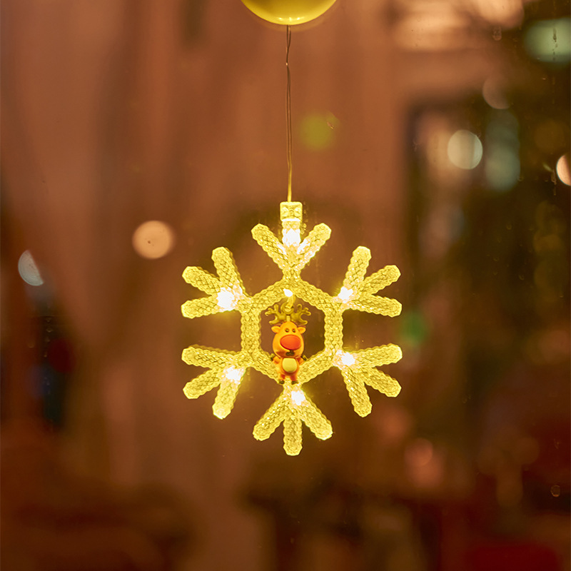 Navidad transfronteriza ventosa luz decoración de la escena de Navidad decoración de la luz de la ventana de la luz blanca cálida de Navidad