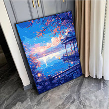 外贸跨境外贸儿童diy数字油画40*50涂色卧室客厅手绘油画卡通涂画