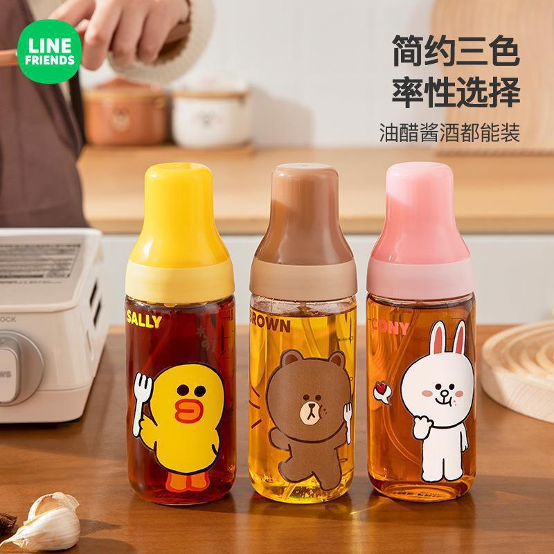 LINE FRIENDSオイル缶ガラス家庭用キッチンエアフライヤー調味料瓶油酢缶霧状の小さな油缶|undefined