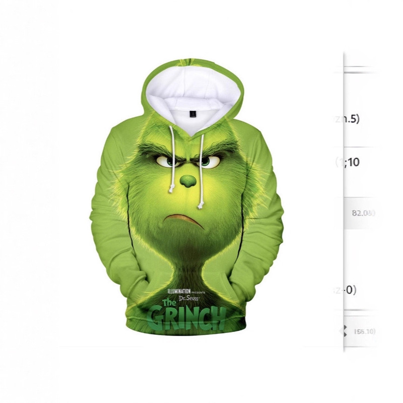 2025 Christmas New Green Furry Monster Grinch Casual 3D Digital Printing Hooded Sweatshirt Cross-Border Export Temu 2025 Christmas New Green Furry Monster Grinch Casual 3D Digital Printing Hooded Sweatshirt Cross-Border Export Temu