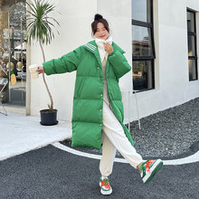 綠色羽絨服女冬中長款2022新款韓版寬松小眾設計感小個子爆款外套
