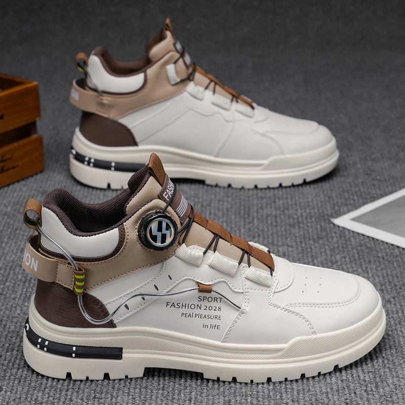 Botas Martin para hombres de invierno estilo británico retro zapatos de cuero casuales para hombres a prueba de agua anti-deslizante aumento de la altura de las botas de herramientas