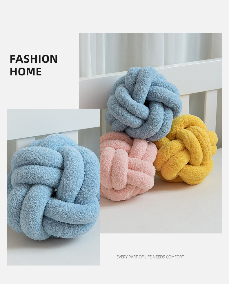 Handwoven Knotted Ball Pillow Image 6