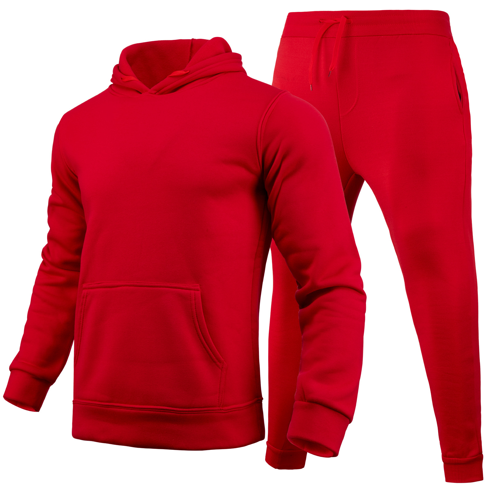 2024 autumn/winter men's women's casual European size blank solid color with fleece loose fitting hoodie and pants_voghion.com