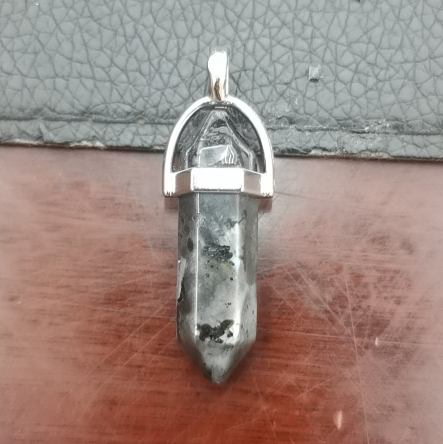 Cristal natural ágata columna hexagonal colgante diamante bala collar al por mayor cuarzo punto colgante