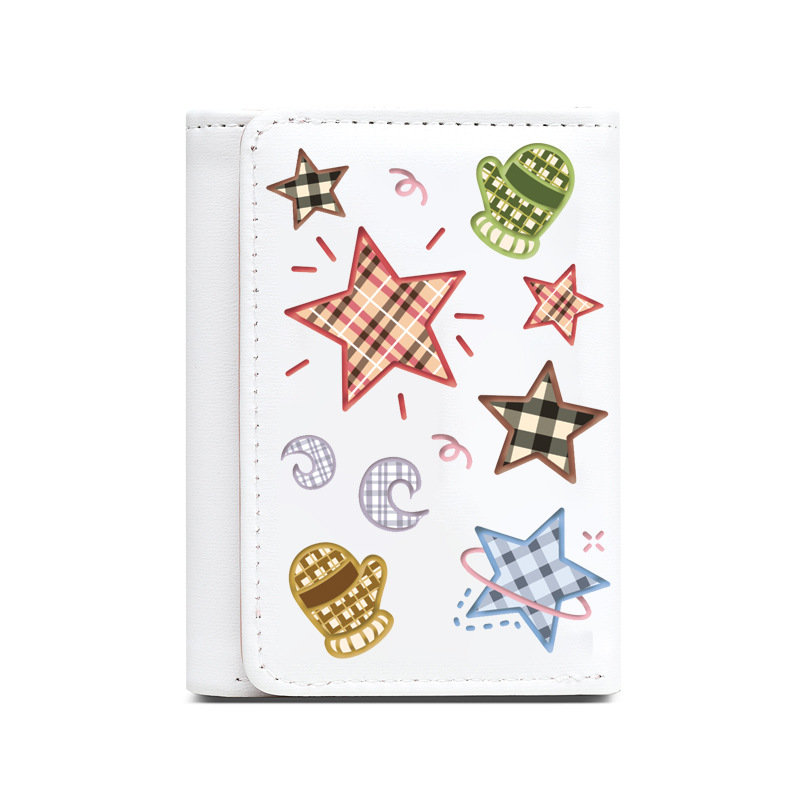 Comercio exterior estrellas de viento estudiantes cartera de tarjetas lindas billetera de escuela primaria y secundaria con múltiples tarjetas tres plegables corto bolso de cambio plegable