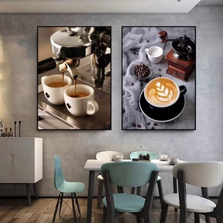 工业风咖啡厅装饰画咖啡豆挂画拿铁拉花Coffee馆墙西餐厅休闲壁画