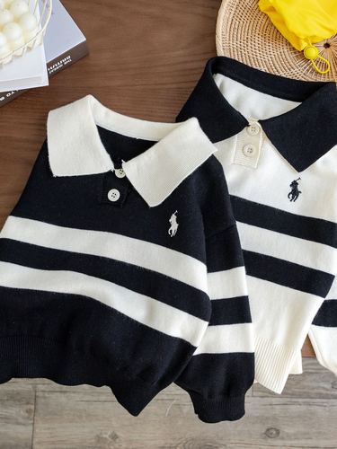  Autumn New Arrival Stylish Children's Crew Neck Striped Sweater Boys' and Girls' Casual Polo Shirt