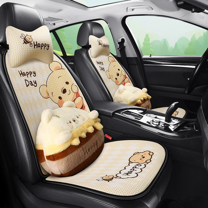 Автомобильные подушки сиденья Универсальные четыре сезона милые Винни-медведи девушки сиденья подушки сиденья из трех частей