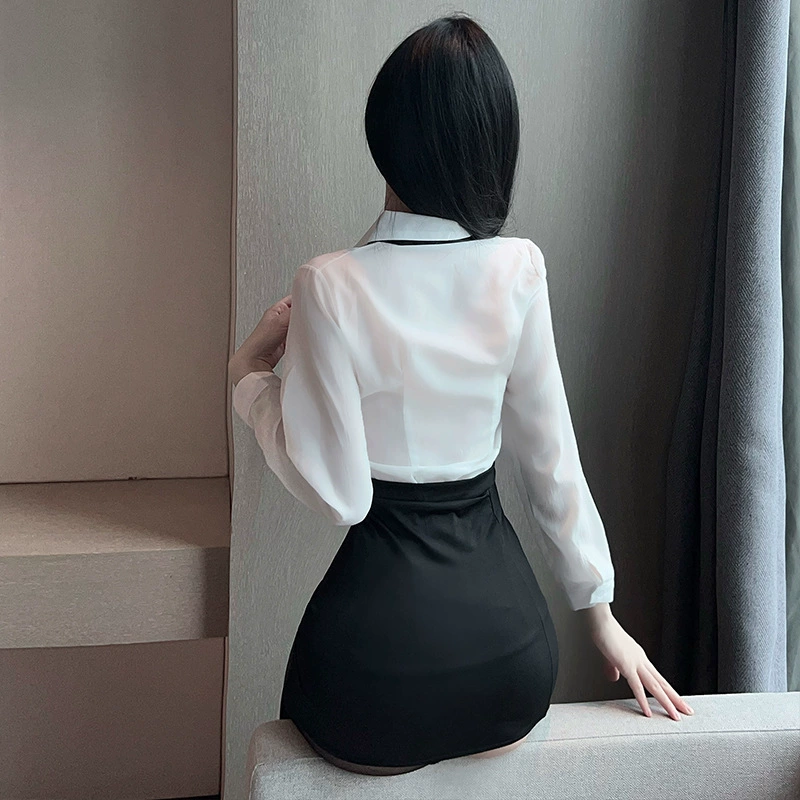 Sexy backpack, underwear, shirt, set, plus size, hip-accented
