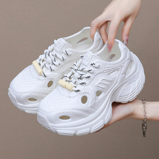 Super Soft Lightweight Beach Cave Shoes Women's Summer Thick Sole Hollow Bag Heel Baotou Seaside Vacation Outdoor Wading Shoes