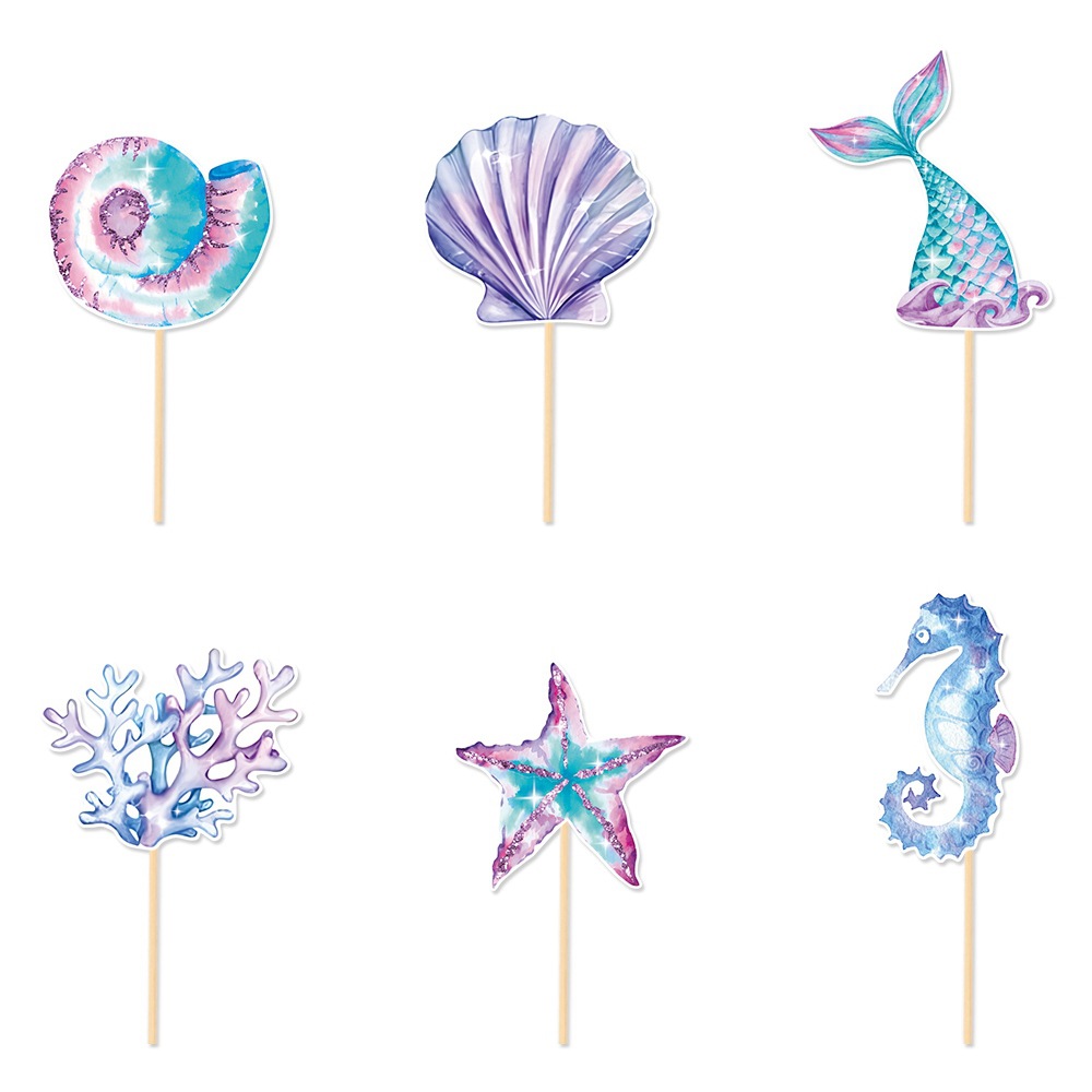Submarino tema fiesta de cumpleaños decoración de pastel de sirena tarjetas de pastel de cumpleaños atmósfera de decoración