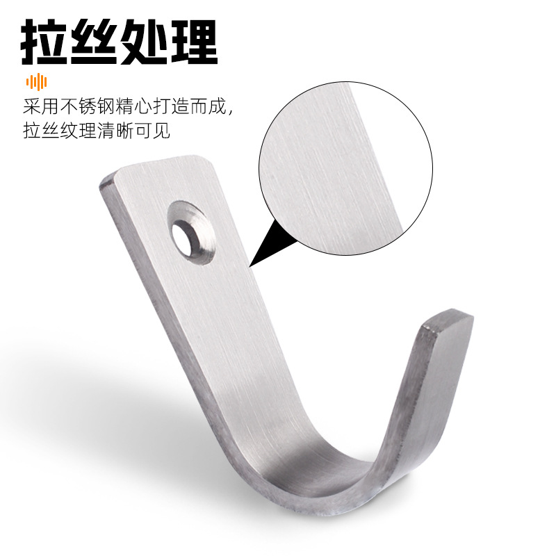 Gancho de acero inoxidable Gancho de un solo gancho para pared de baño Gancho de un solo gancho para abrigo engrosado Gancho para ropa