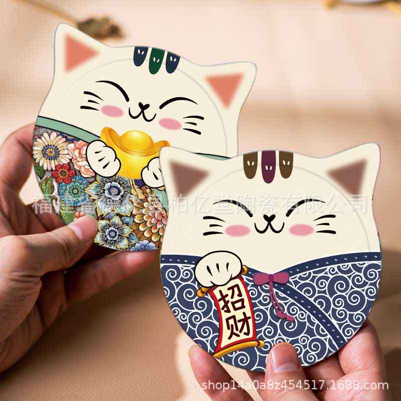 アマゾンの新型日本式猫頭シリーズ陶磁器コースター断熱吸水マット