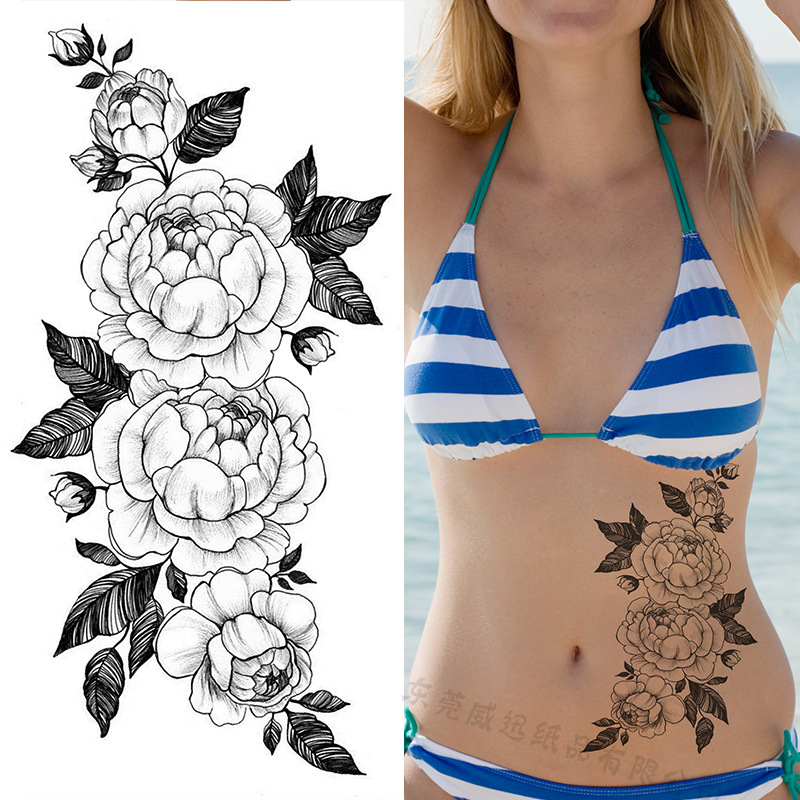 Tatuaje Temporal de Flores Boceto de Papel de Transferencia al Agua, Impresión por Transferencia de Agua, para Cuerpo image 59