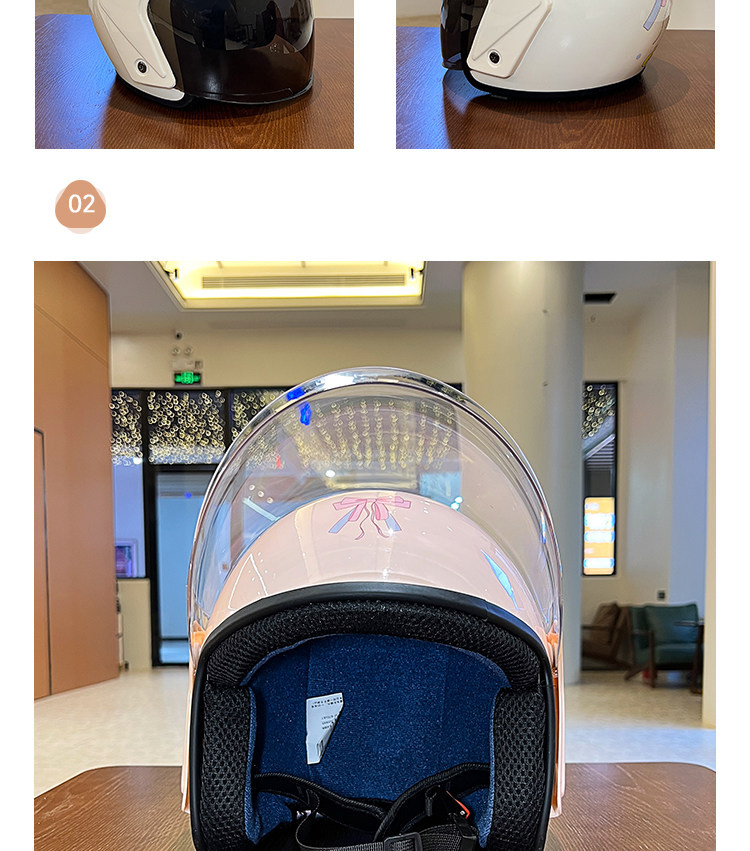 2026 National Standard 3C Certified Electric Vehicle Helmet for Women, Cute Bowknot, All-Season Windproof and Sunscreen Motorcycle Safety Helmet