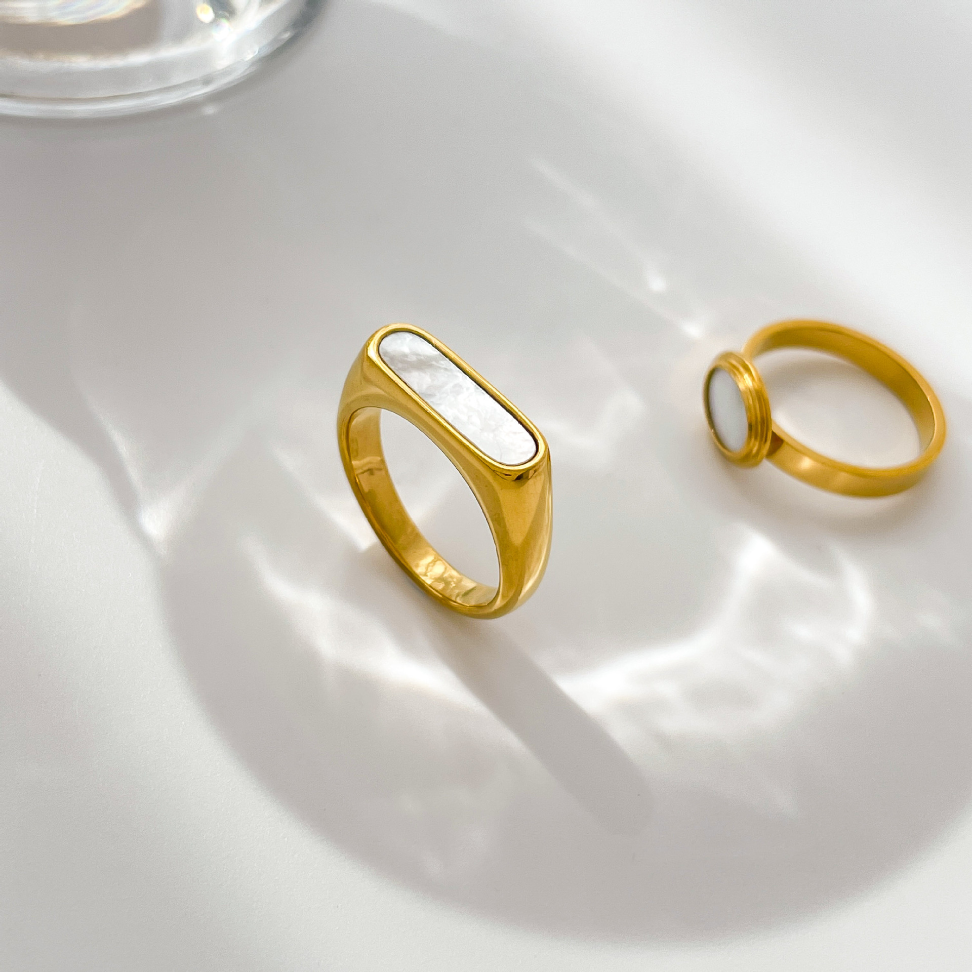 14g Weight Shell Inlay Material Sweet Heart Shape Titanium Steel Plating Inlay Shell Open Rings