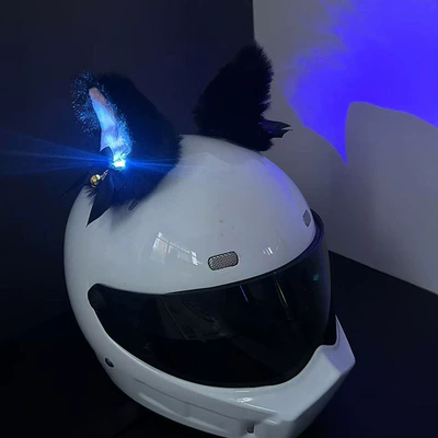 Motorcycle Helmet Decoration Detachable Motosiklet dəbilqələri - black-cat-ears-with-lights