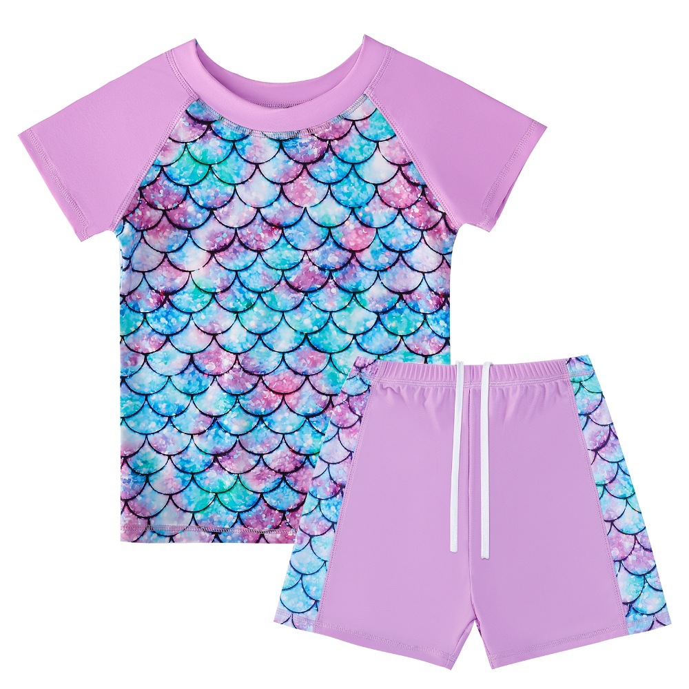 2023 Children's Split Swimsuit Mermaid Swimsuit Girls' Two-piece Dress Swimsuit Quick-drying Children And Teens Short Sleeve Swimming Trunks display picture 3