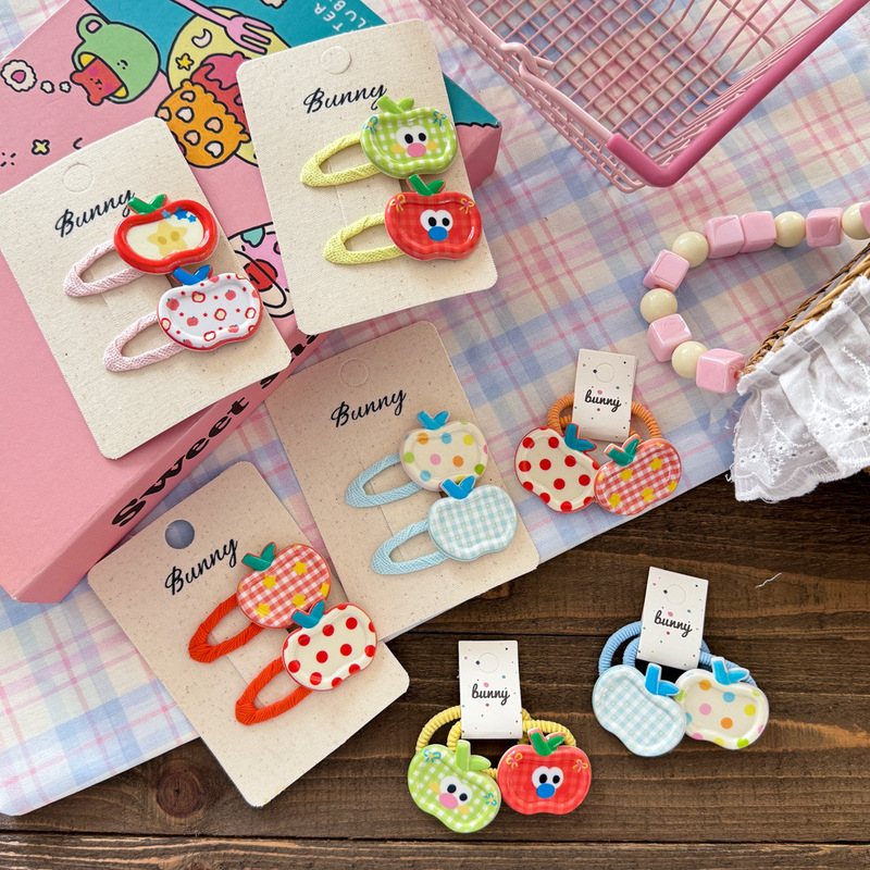 New Resin Graffiti Apple Bb Clip Cute and Funny Kidsren's Hair Accessories That Do Not Hurt Hair Hair Ties Girls Hairpin Head Accessories