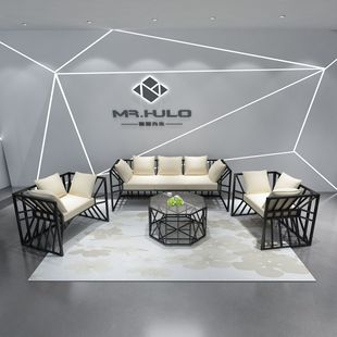 Industrial-style Iron Sofa Clothing Store Reception Reception Sofa Chair Studio Simple Casual Sofa Coffee Table Combination