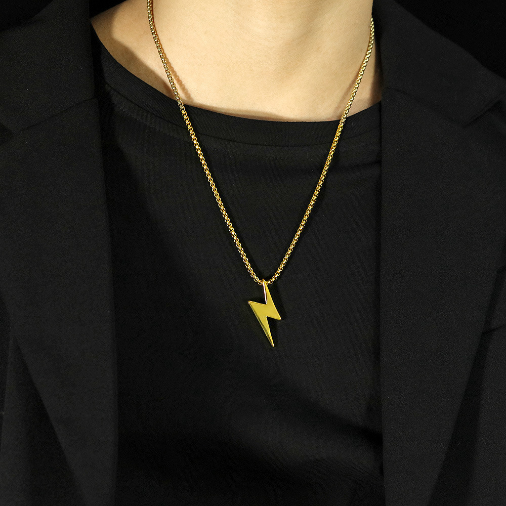 Titanium Steel Pendant Material Simple Style Streetwear Lightning Titanium Steel Polishing Unisex Pendant Necklace Men Pendant Necklaces