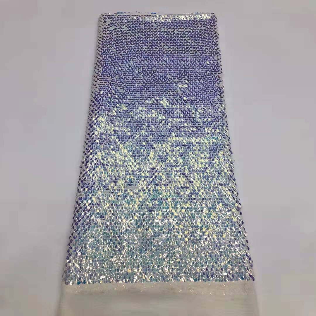 Nuevo bordado de lentejuelas color mágico gradiente de color de tela de lentejuelas vestido de malla de lentejuelas JX1802