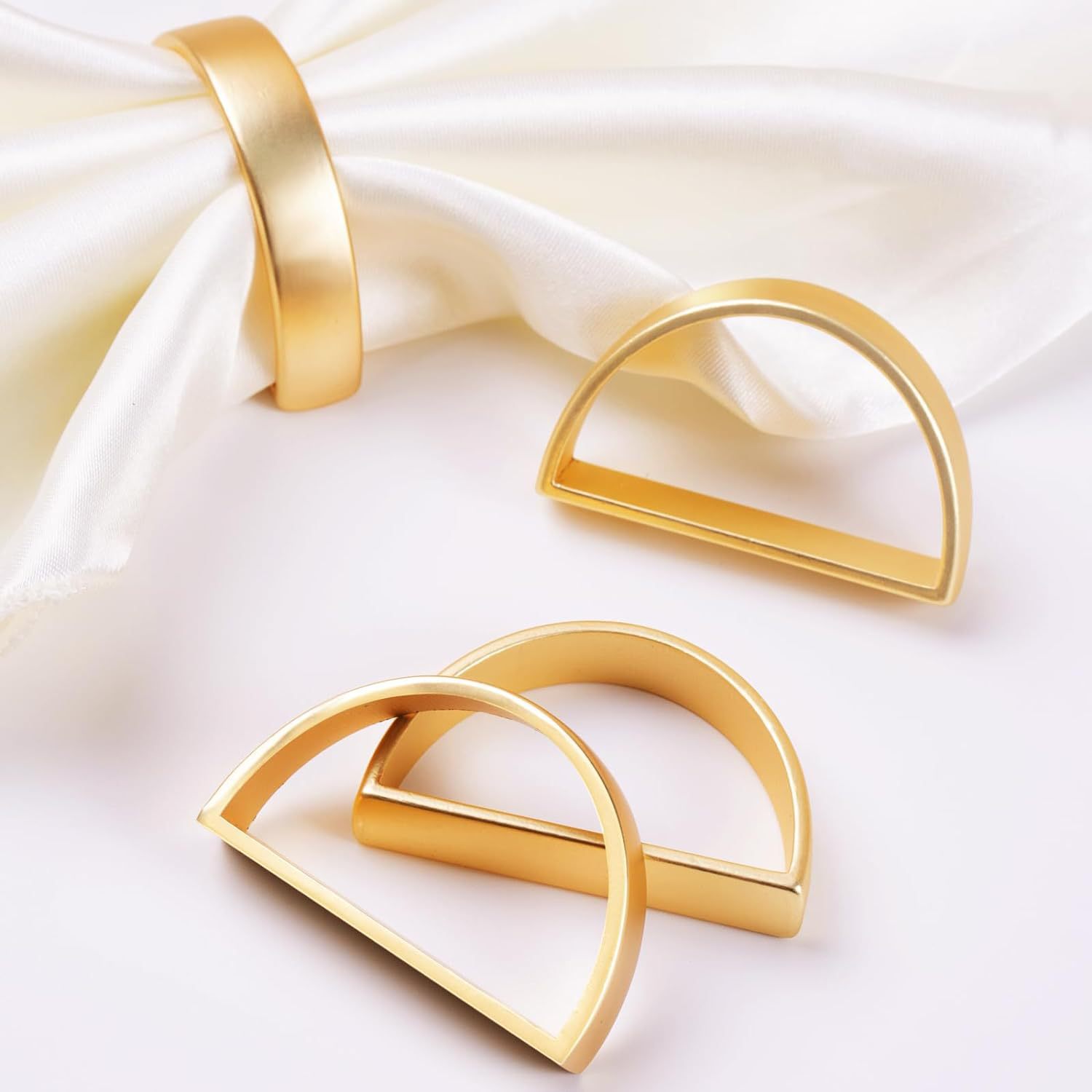 Cross-Border Napkin Rings D-Shaped Metal Polished Napkin Rings Semi-Circular Creative Napkin Holders Table Decoration Table Setting