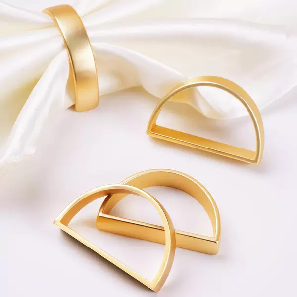 Cross-Border Napkin Rings D-Shaped Metal Polished Napkin Rings Semi-Circular Creative Napkin Holders Table Decoration Table Setting