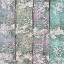 厂家直销新款DIY牡丹花刺绣 满幅网纱绣花布料 蕾丝花边童装面料