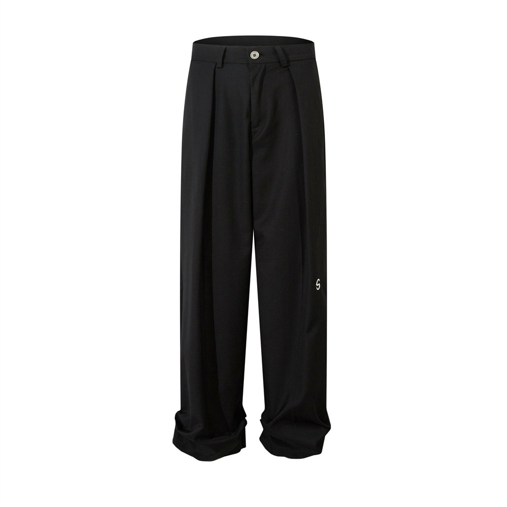 Men's Clothing Casual Suit Set Trendy High Street Single Breasted Two Button Suit Jacket Loose Pleated Wide Leg Suit Pants_voghion.com